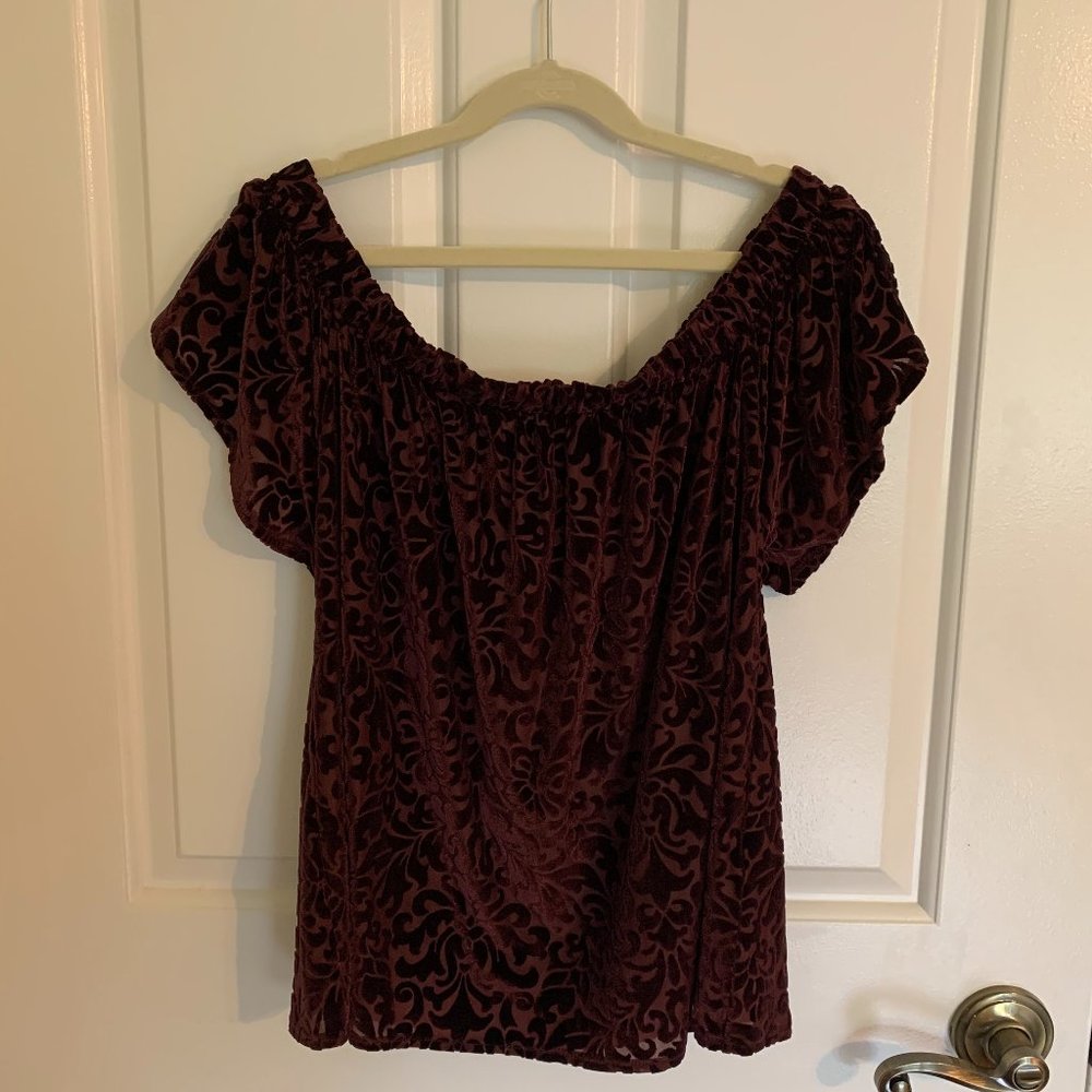 Hollister Maroon Off the Shoulder Top